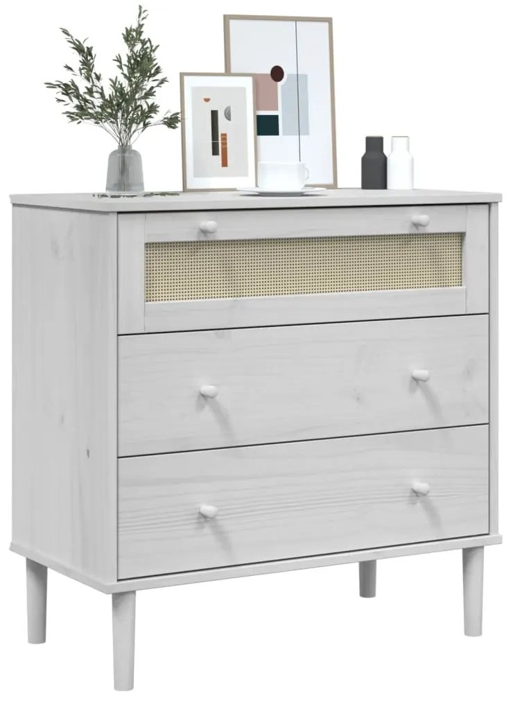 Armário de gavetas SENJA 80x40x80 cm pinho maciço branco