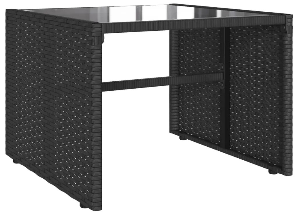 4 pcs conjunto de sofás para jardim c/ almofadões vime PE preto