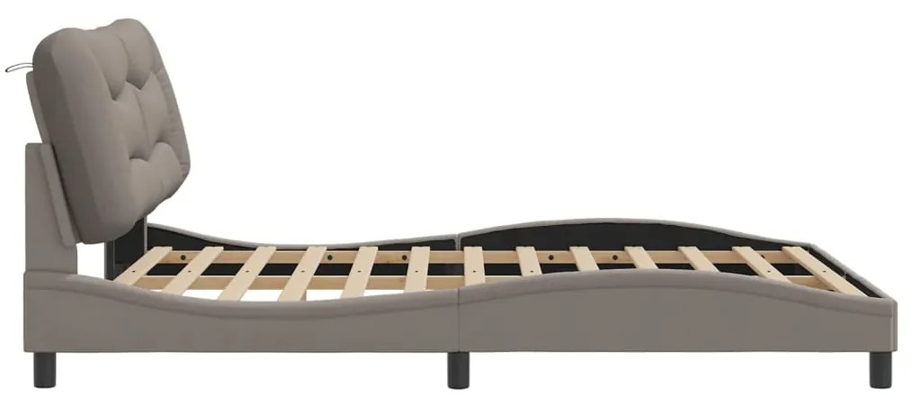 Cama sem colchão 160x200 cm tecido castanho-acinzentado