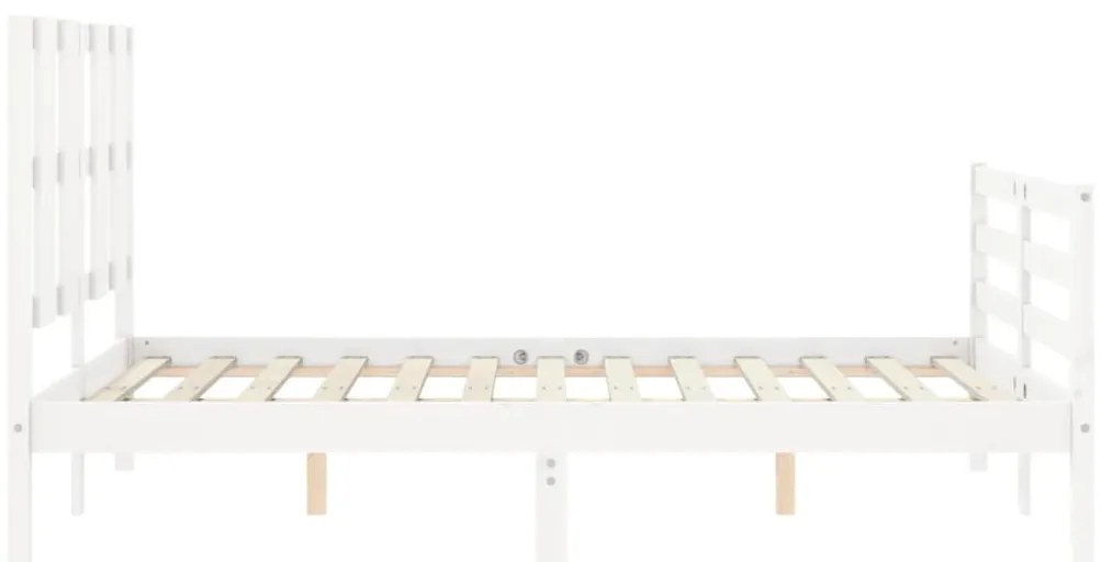 Estrutura de cama com cabeceira 140x200cm madeira maciça branco