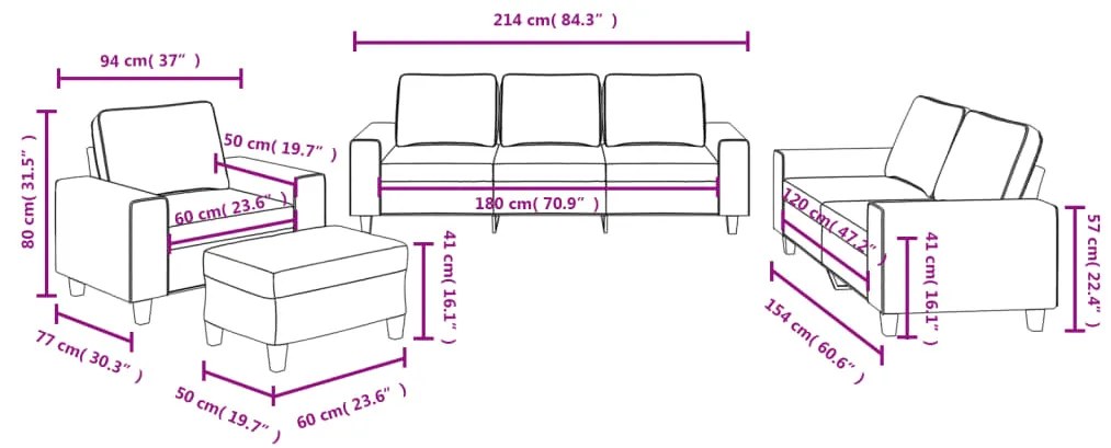 4 pcs conjunto de sofás tecido cinzento-acastanhado