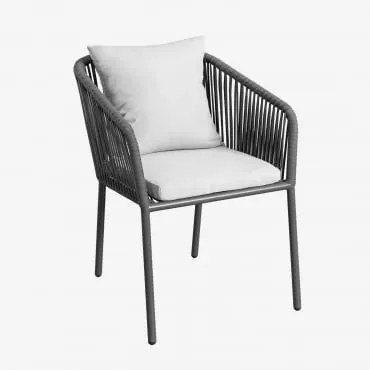 Pack De 4 Cadeiras De Jardim Com Apoios De Braços Em Corda Trançada Arhiza Classic Cinza Grafito - Sklum
