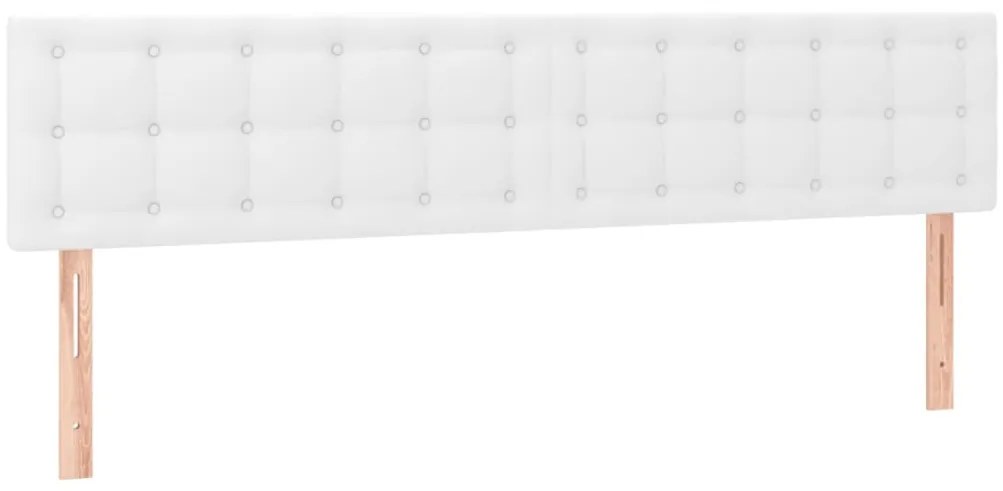 Cabeceira de cama c/ LED couro artificial 180x5x78/88 cm branco