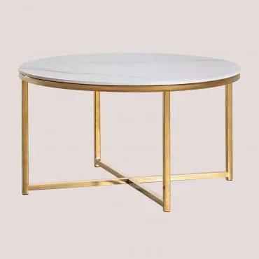 Mesa De Centro Em Aço Inoxidável Azuara Dourado - Sklum