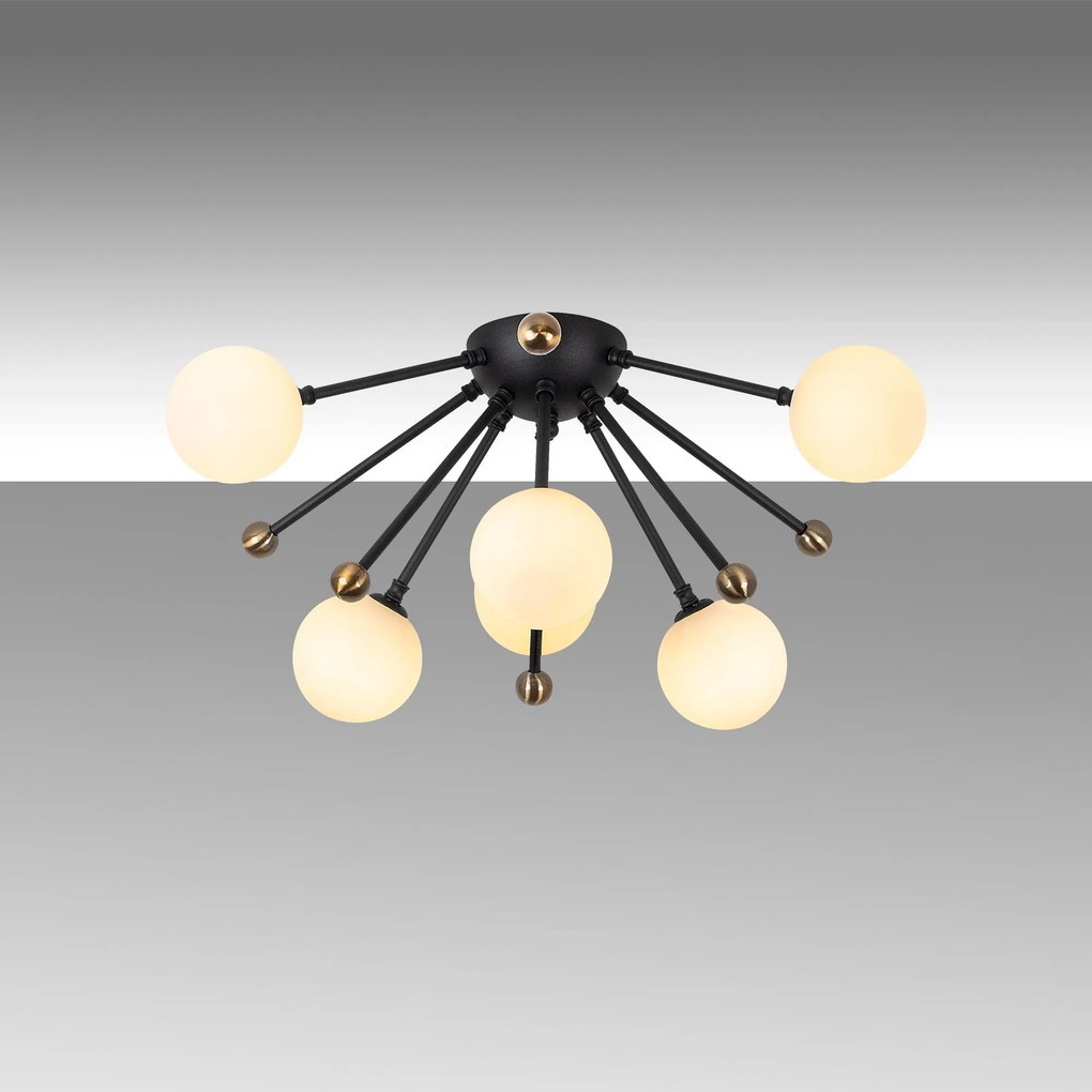 Candeeiro Chandelier Roze – Preto Antique Branco – 50 x 50 x 28 cm