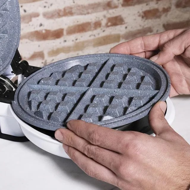 Máquina de waffles elétrica 3 em 1 Fun Gofrestone 3in1. 700 W, placas intercambiáveis com revestimento ecológico, design circular, indicador luminoso,
