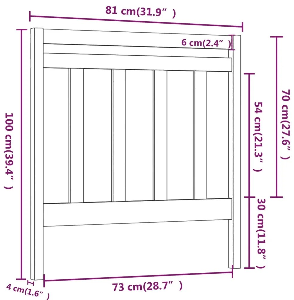 Cabeceira de cama 81x4x100 cm pinho maciço cinzento