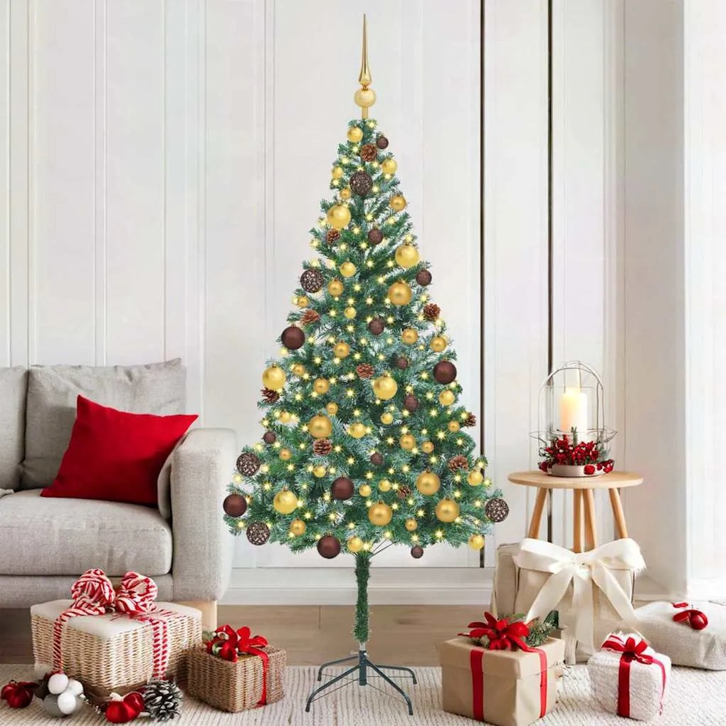 vidaXL Árvore de Natal Artificial com 300 LEDs Verde 180 cm PVC e Aço