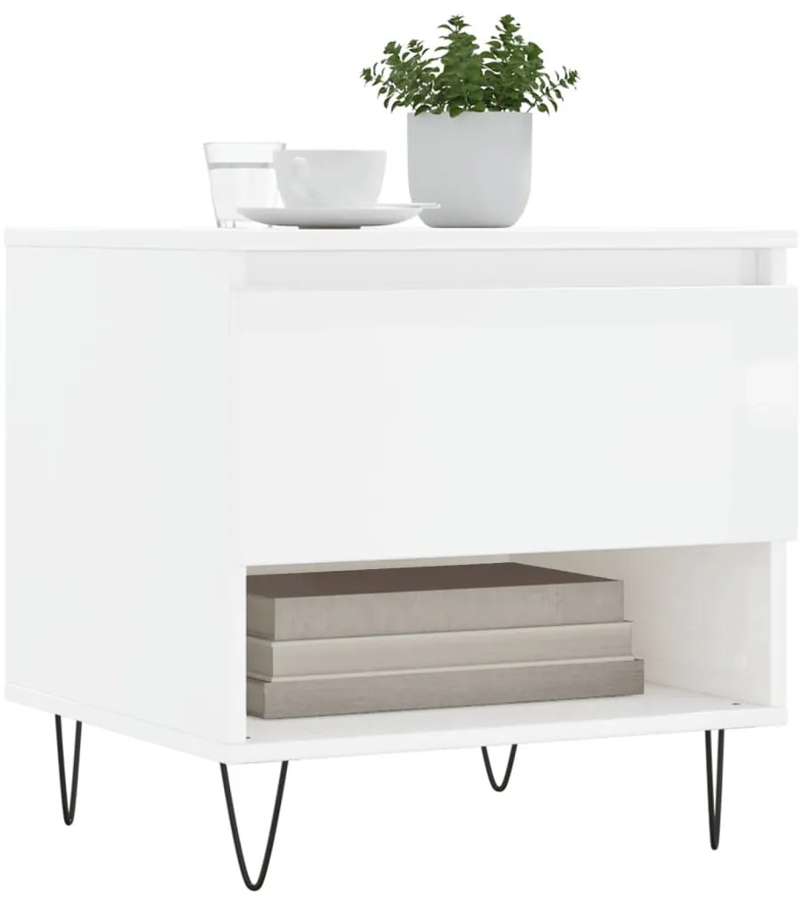 Mesas de centro 2pcs 50x46x50cm deriv. madeira branco brilhante