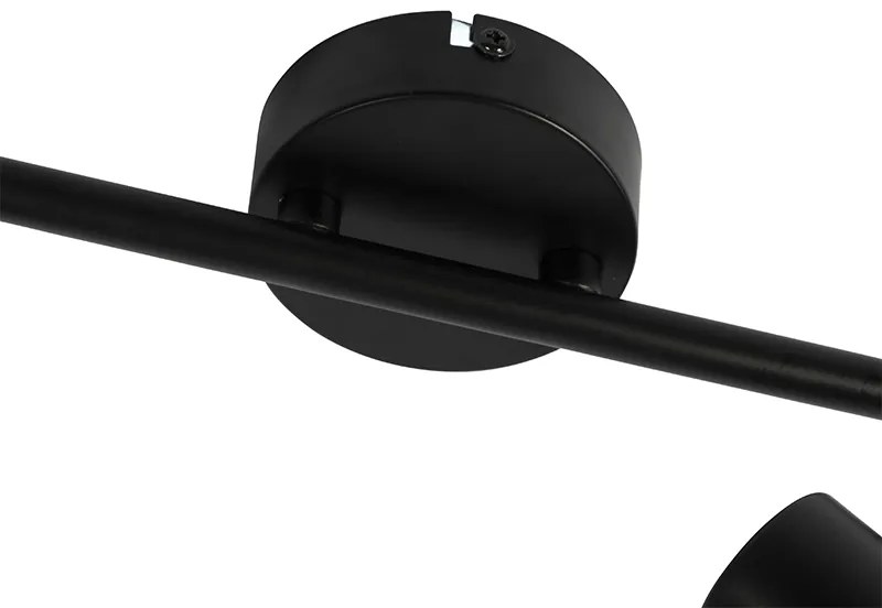 Candeeiro de teto Art Deco preto com vidro fumê 2-luzes - Vidro Art Deco