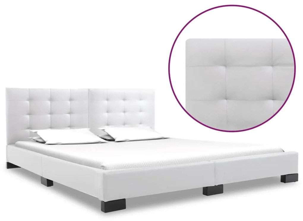 vidaXL Estrutura de cama 160x200 cm couro artificial branco