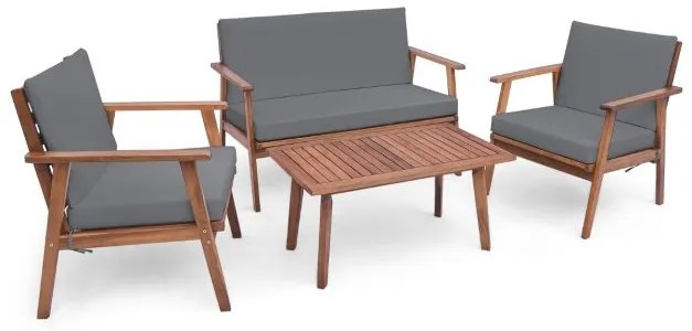 Conjunto de conversação para áreas externas com 4 peças, assento macio e almofadas para as costas - Branco