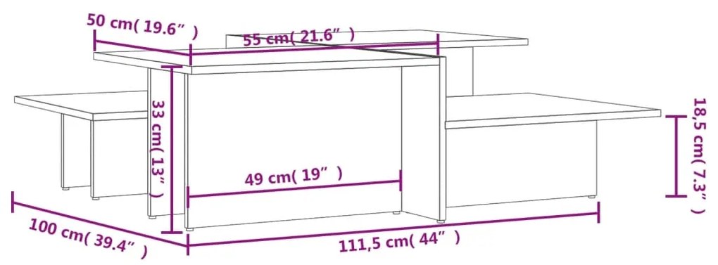 Mesas de centro 2 pcs derivados de madeira cinzento sonoma