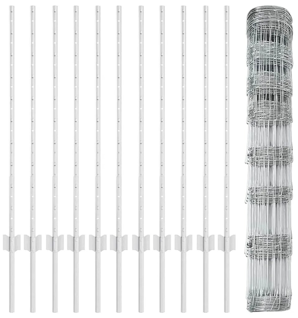 Postes de Cerca vidaXL 22 pcs U-Channel 100 cm Aço Galvanizado