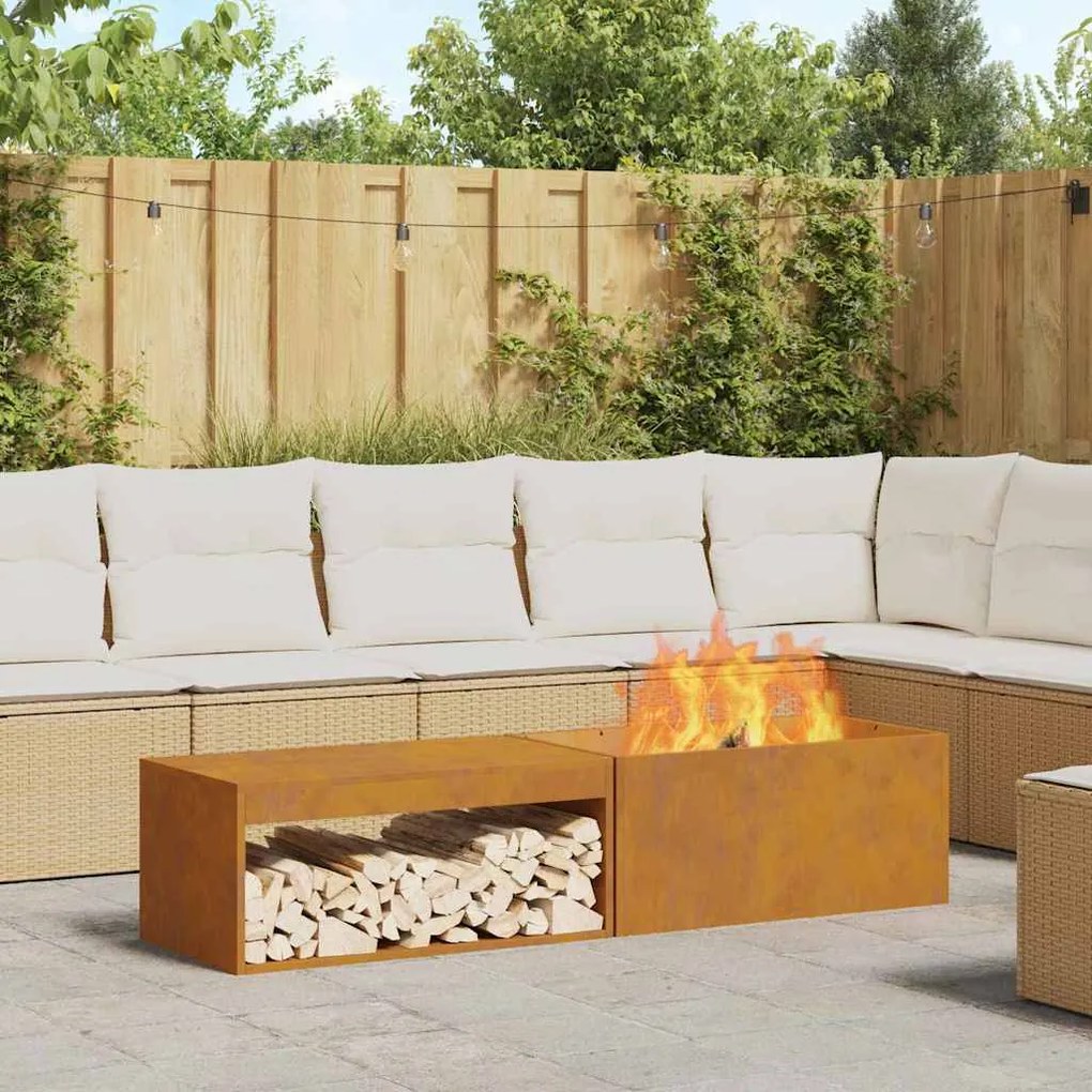 vidaXL Fire Pit Castanho 160 x 45 x 35 cm Aço corten
