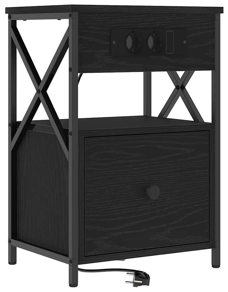 Armário de Cabeceira com gaveta Carvalho preto 40 x 31 x 60 cm
