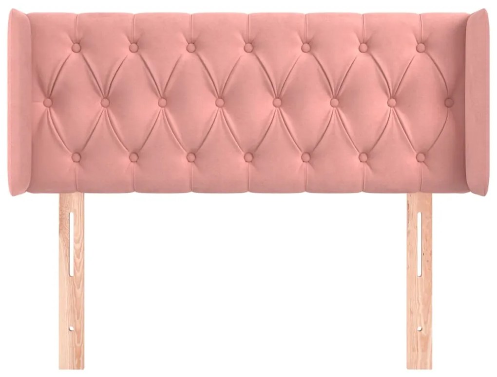 Cabeceira de cama c/ abas veludo 103x16x78/88 cm rosa