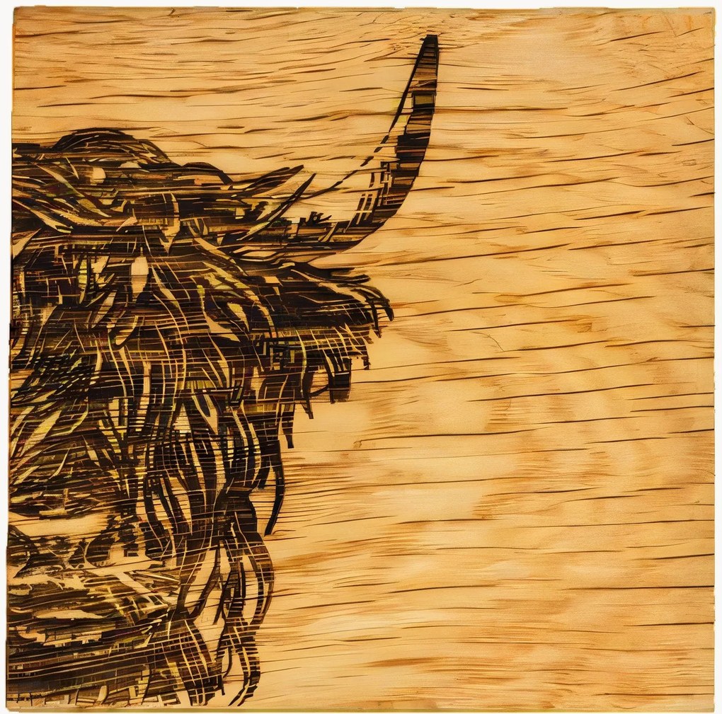 Bases para copos em carvalho Highland Cow, conjunto de 2
