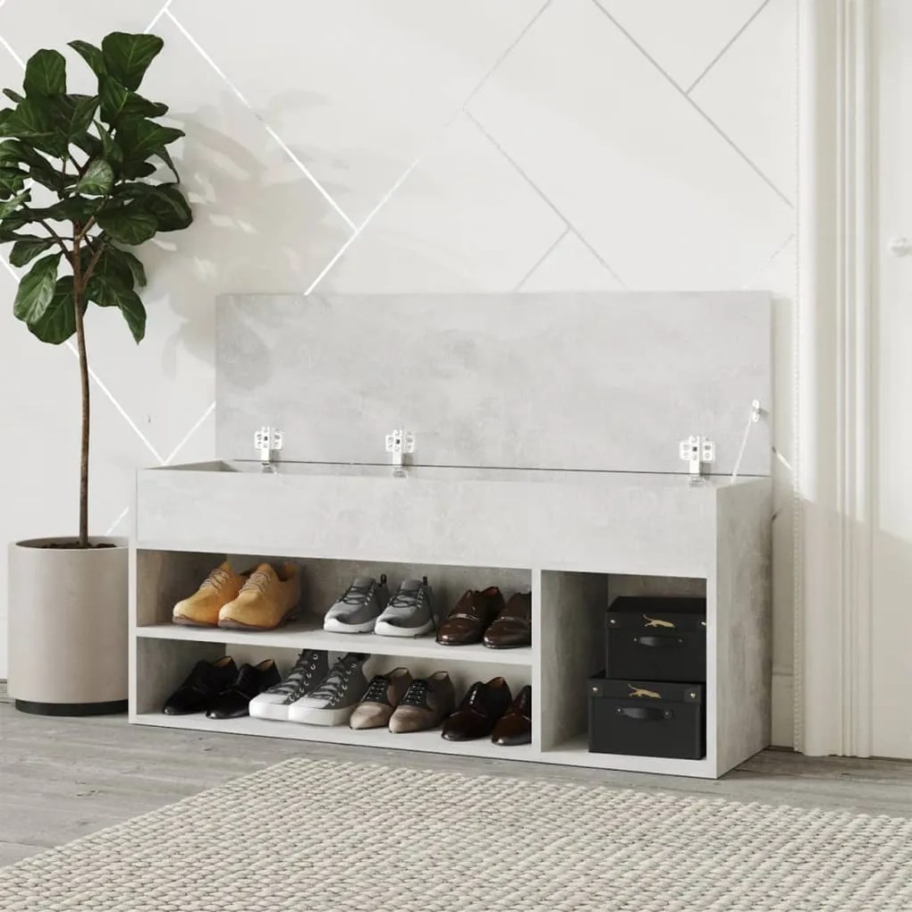Banco sapateira 105x30x45 cm derivados madeira cinzento-cimento
