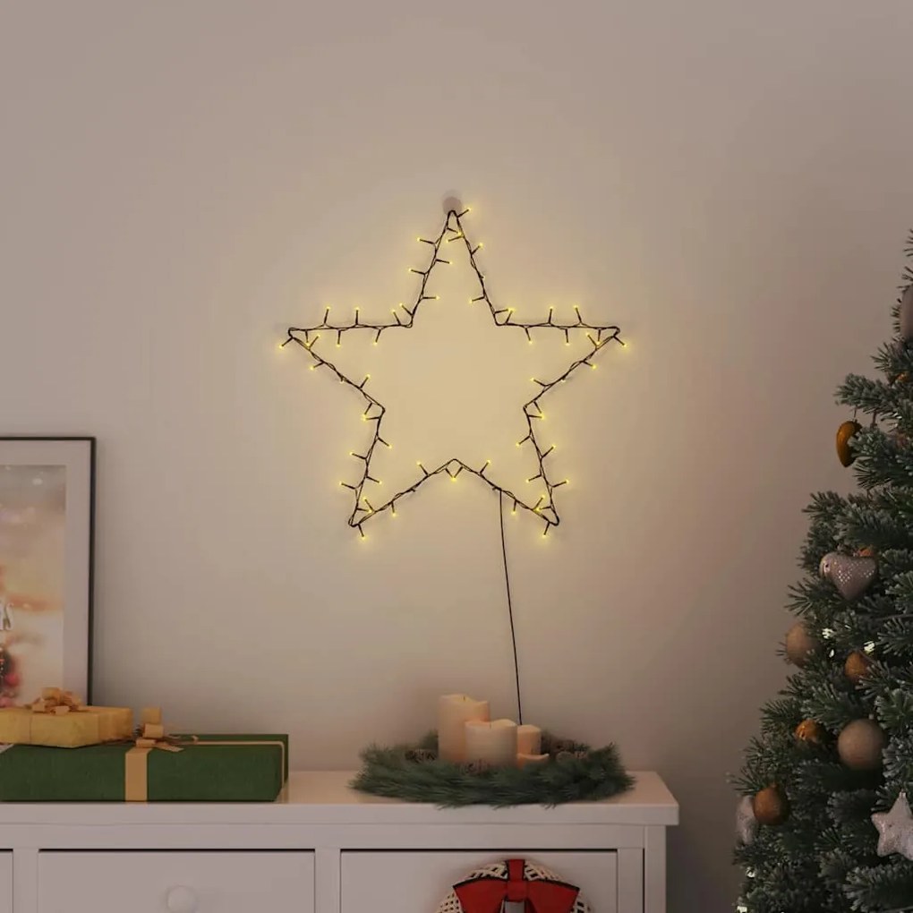 vidaXL Luzes de Natal silhueta estrela 80 LEDs branco quente
