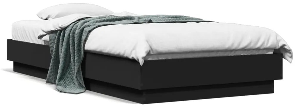 vidaXL Estrutura de cama 90x190 cm derivados de madeira preto