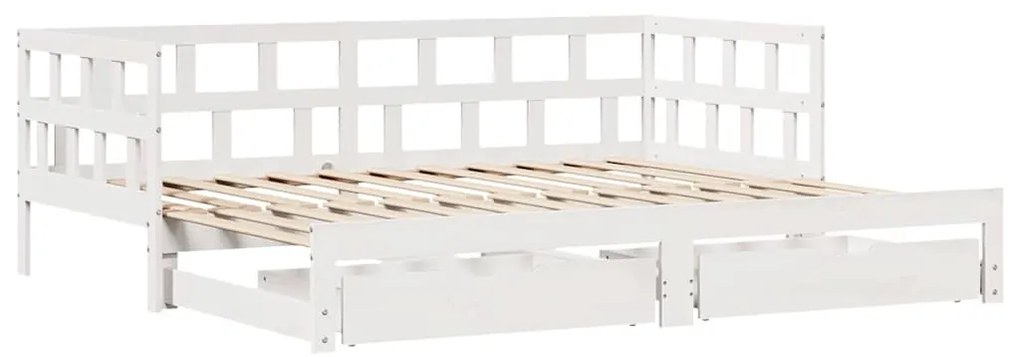 Sofá-cama com gavetão e gavetas sem colchão 90x200 cm branco