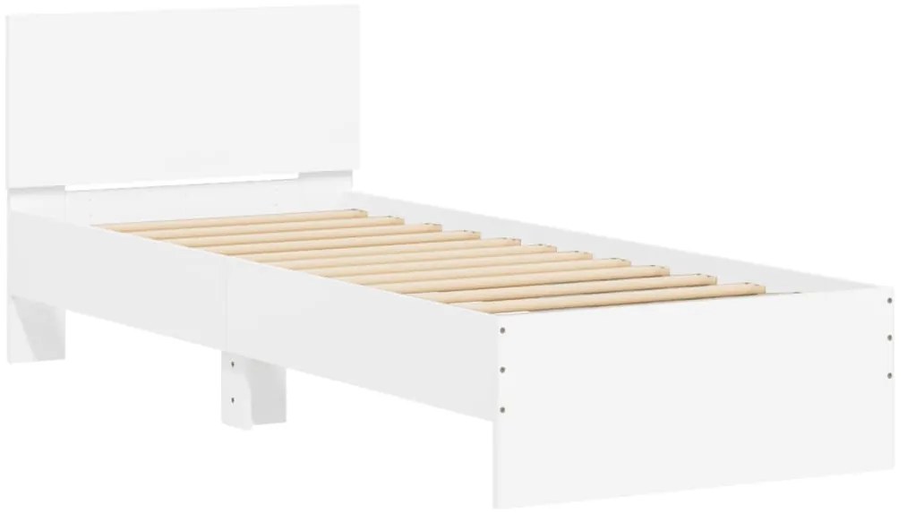 Estrutura de cama com cabeceira e luzes LED 90x200 cm branco