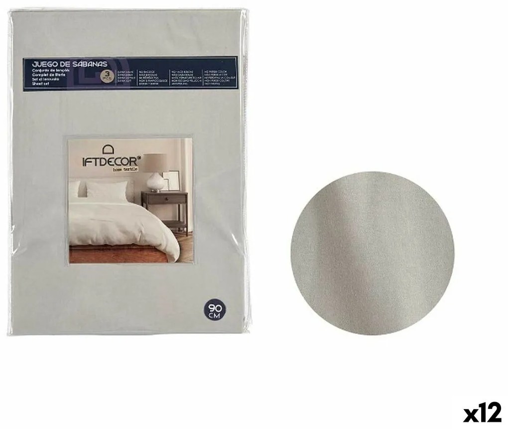 Conjunto de Lençóis Solteiro Cinzento (12 Unidades)
