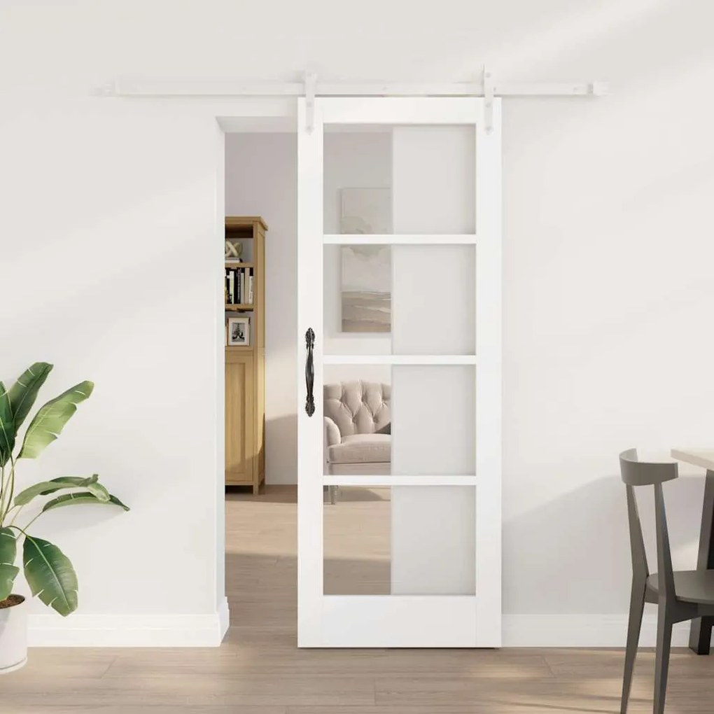 vidaXL Porta Deslizante Manual Branco 73,5 x 198,5 cm Madeira e metal