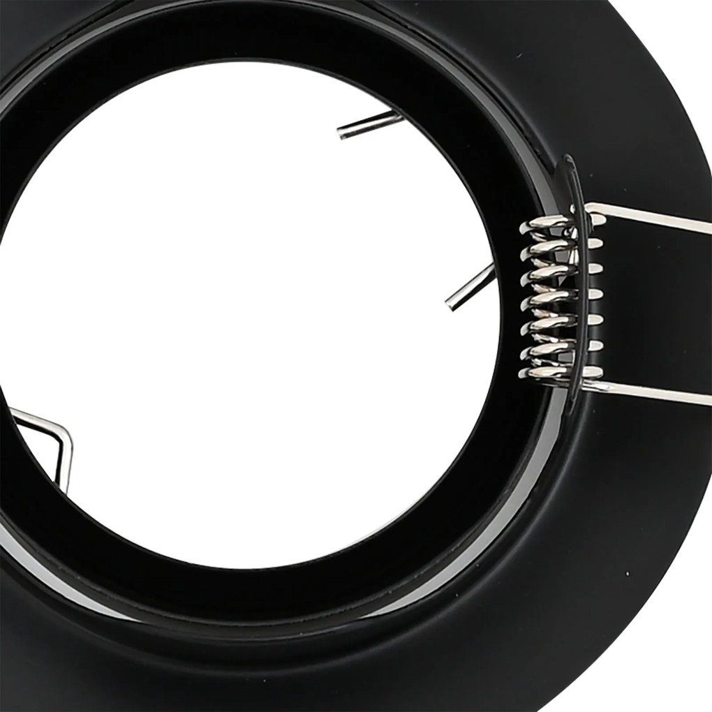 Luminárias Embutidas 12 pcs Redondas GU10 Pretas Ø90 mm em Aço