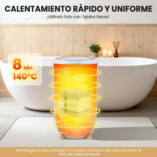 Cubo aquecedor de toalhas para banheiro 20 L com temporizador de desligamento automático Ajustes de 15/30/45/60 minutos Cinza
