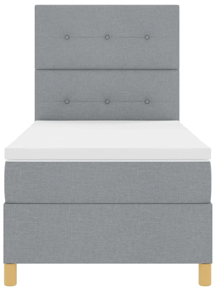 Cama Box Spring com Colchão Cinza Claro 90x200 cm Tecido