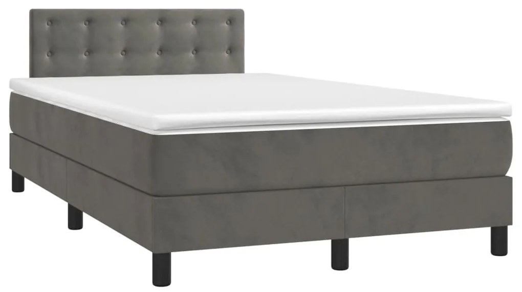 Cama boxspring com colchão 120x200 cm veludo cinzento-escuro