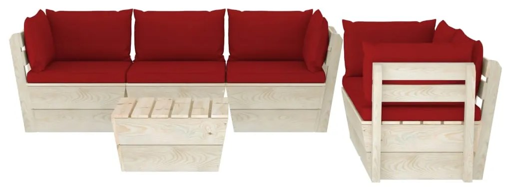 6 pcs conjunto lounge de paletes + almofadões madeira de abeto