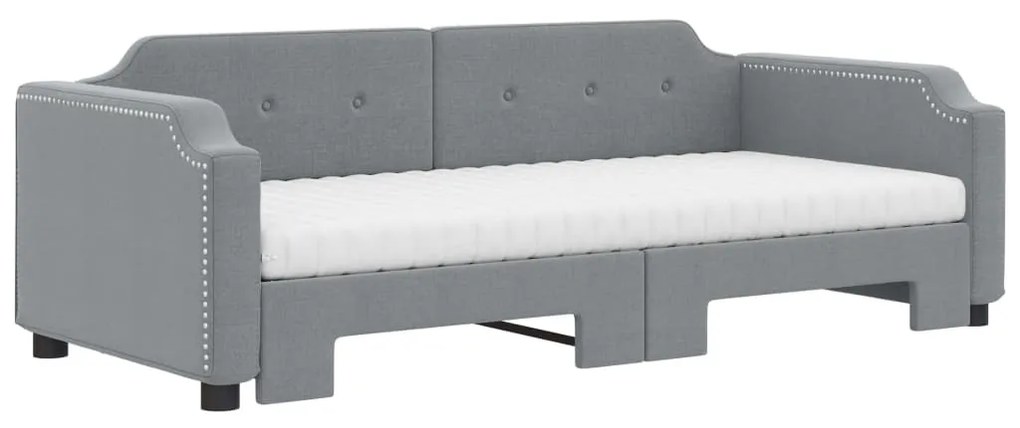 Sofá-cama c/ gavetão e colchões 90x190 cm tecido cinzento-claro