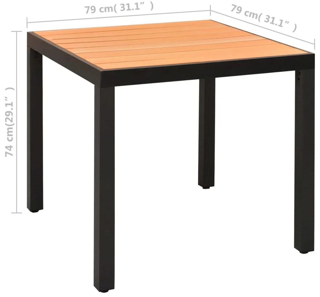 3 pcs conjunto de jantar para jardim preto e castanho