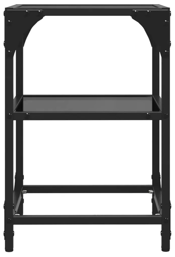 Mesas de centro c/ tampo em vidro preto 2 pcs 30x30x45 cm aço