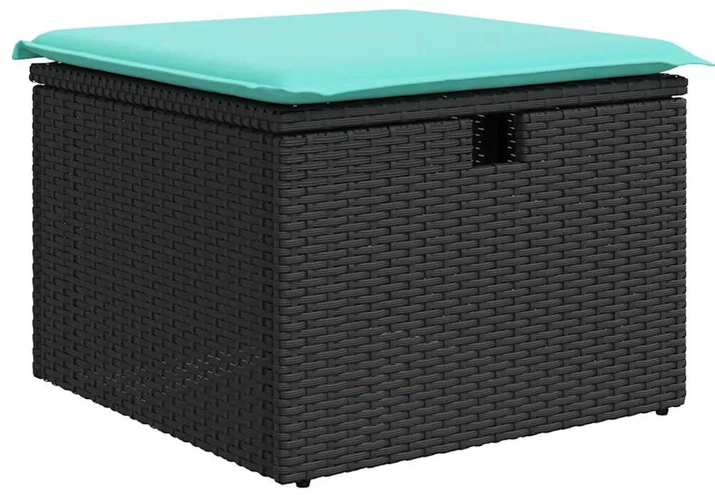 2 pcs conjunto sofás jardim c/ almofadões vime PE/acácia preto