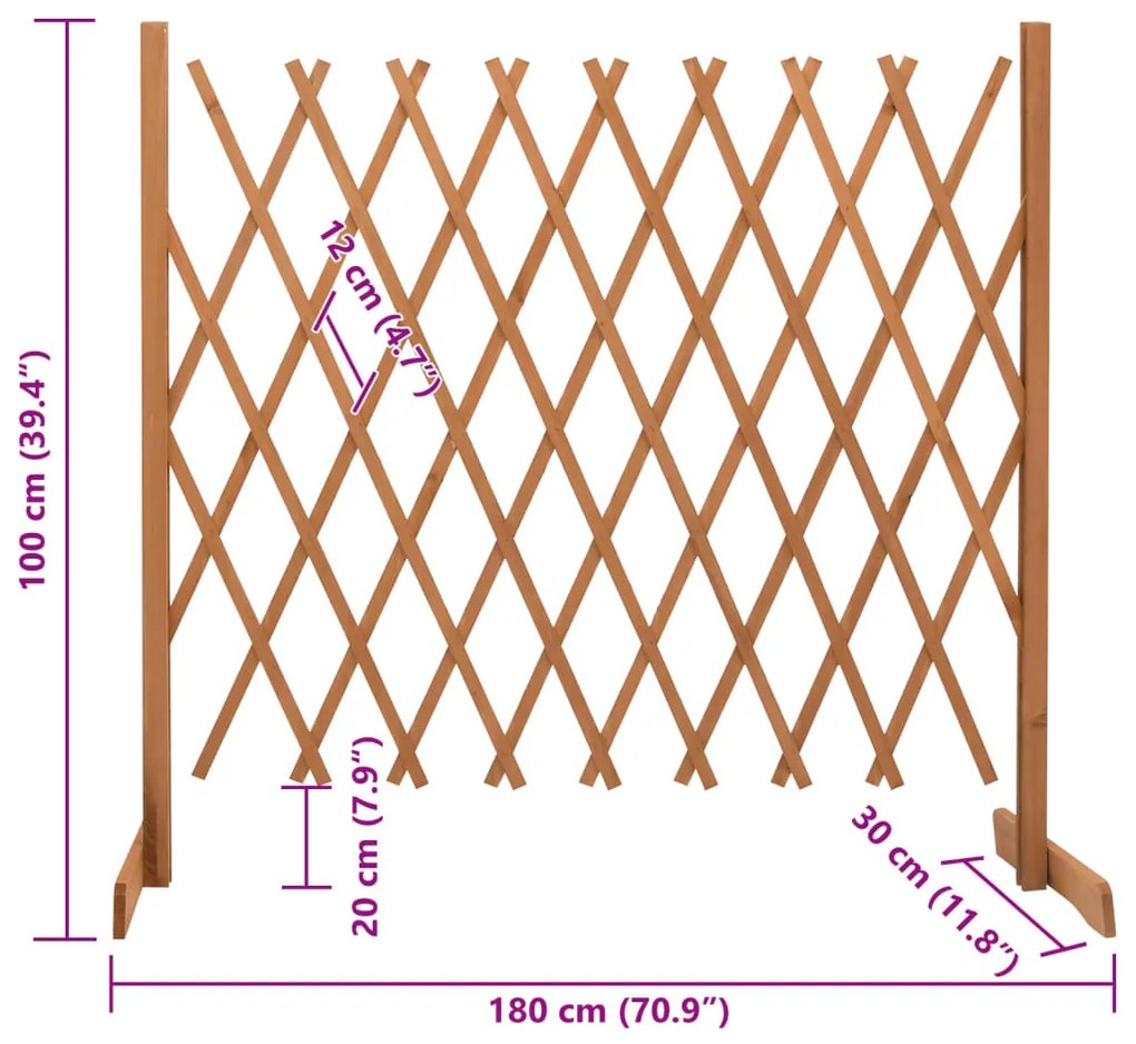 Vedação em treliça para jardim 180x100 cm abeto maciço laranja