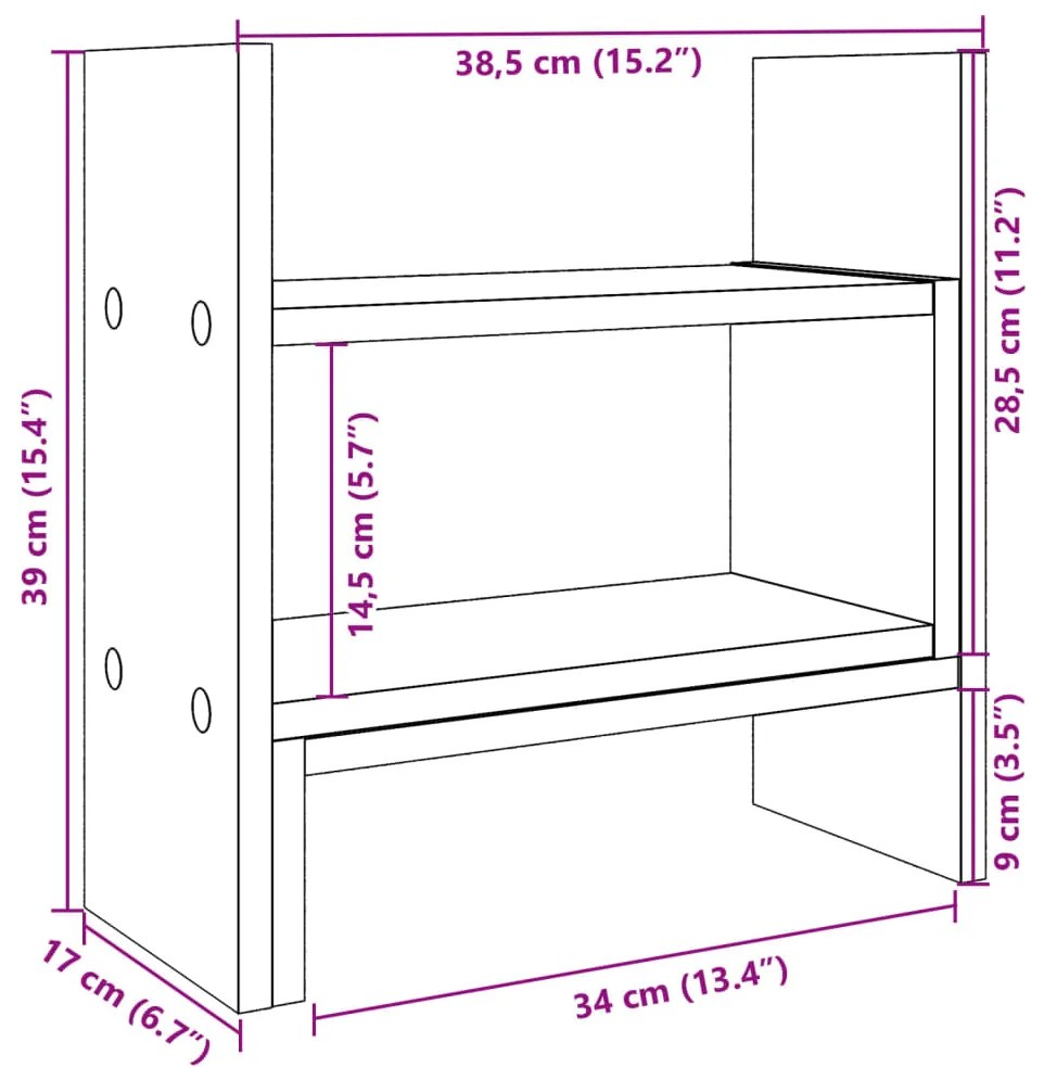 Organizador de secretária 38,5x17x39cm derivados madeira branco