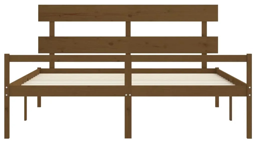 Cama para idosos c/ cabeceira 200x200 cm madeira castanho-mel