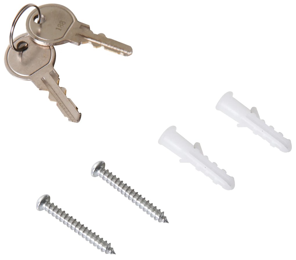 HOMCOM Chaveiro 45 Ganchos Chaveiro de Parede Caixa de Segurança com Fechadura Etiquetas 30x24x7,5 cm Aço