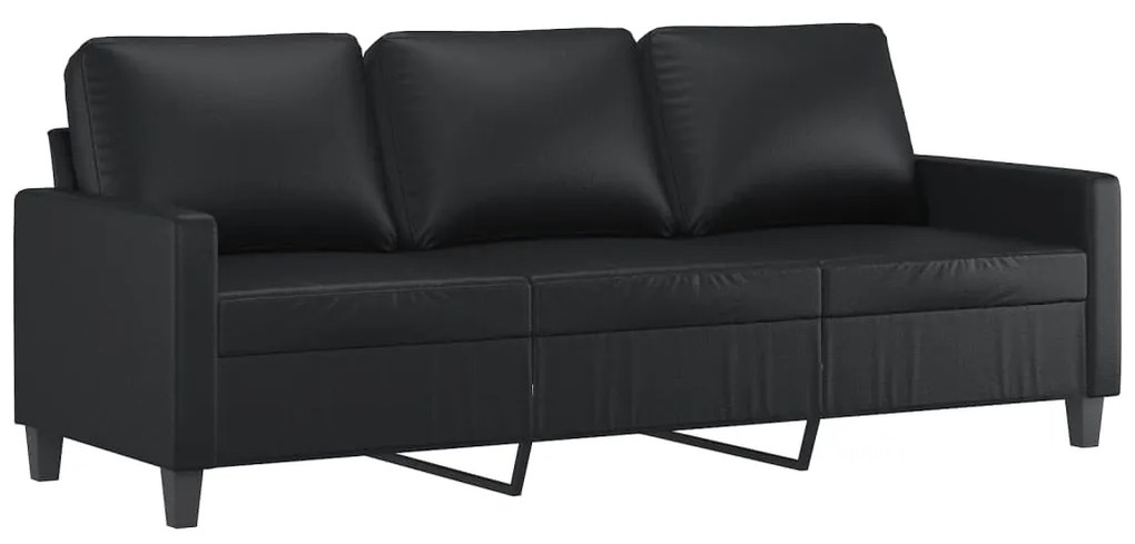 4 pcs conjunto de sofás com almofadões couro artificial preto