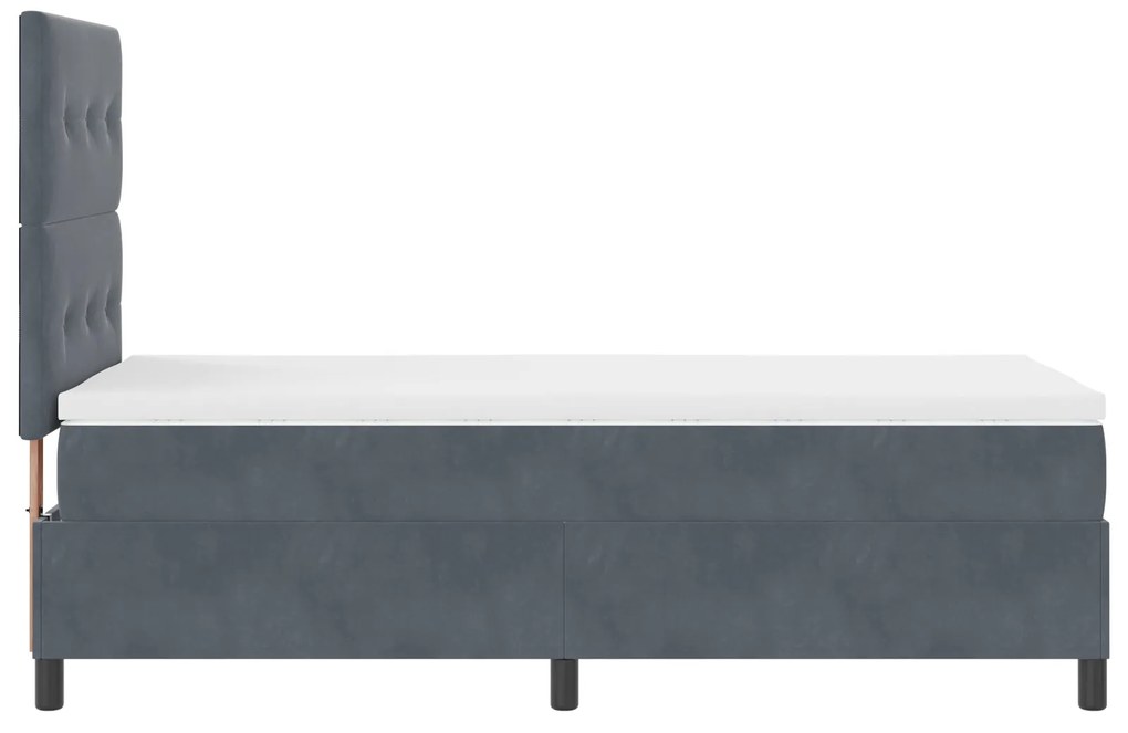 Cama Box Spring vidaXL com Colchão Cinza Escuro 90x200 cm Veludo