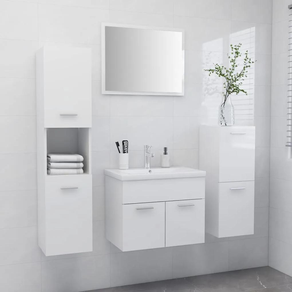Conj. de móveis de casa de banho contraplacado branco brilhante