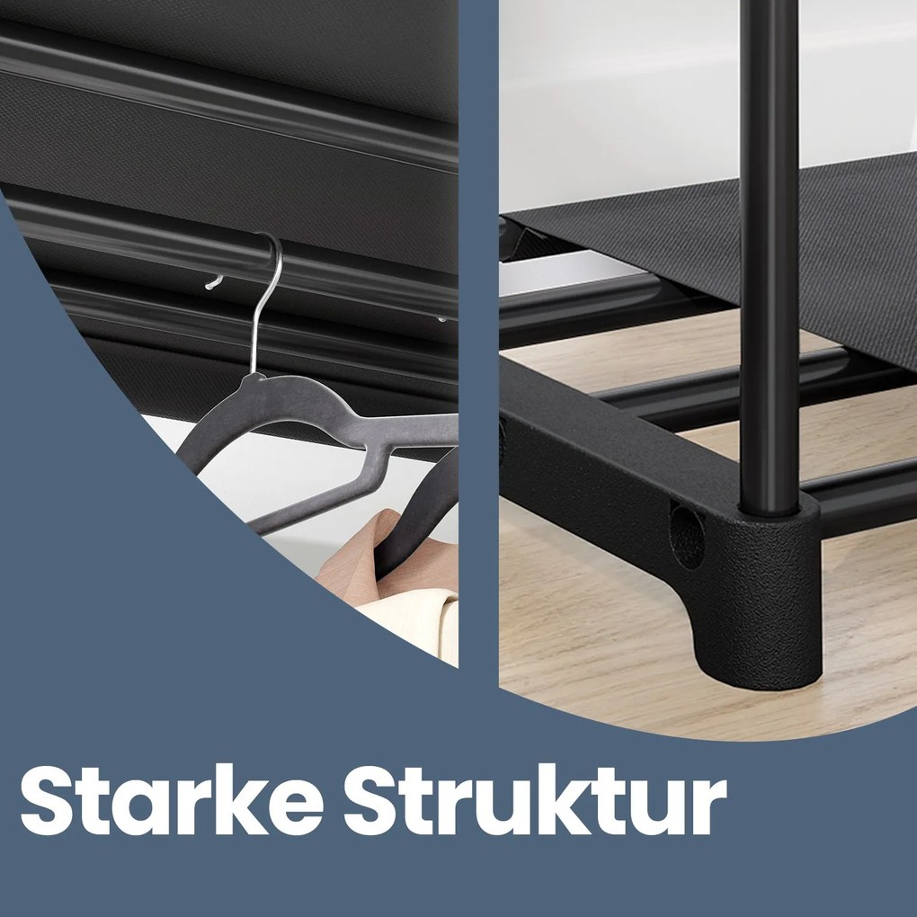 Guarda Roupa aberto com varões para roupa 43 x 124 x 182 cm preto