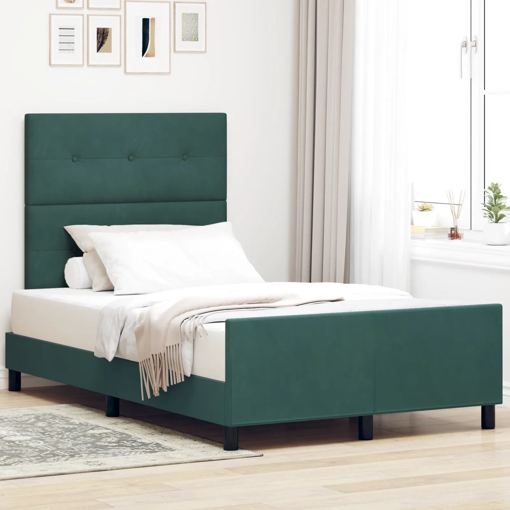 Cama vidaXL Verde Escuro 120x200 cm Veludo