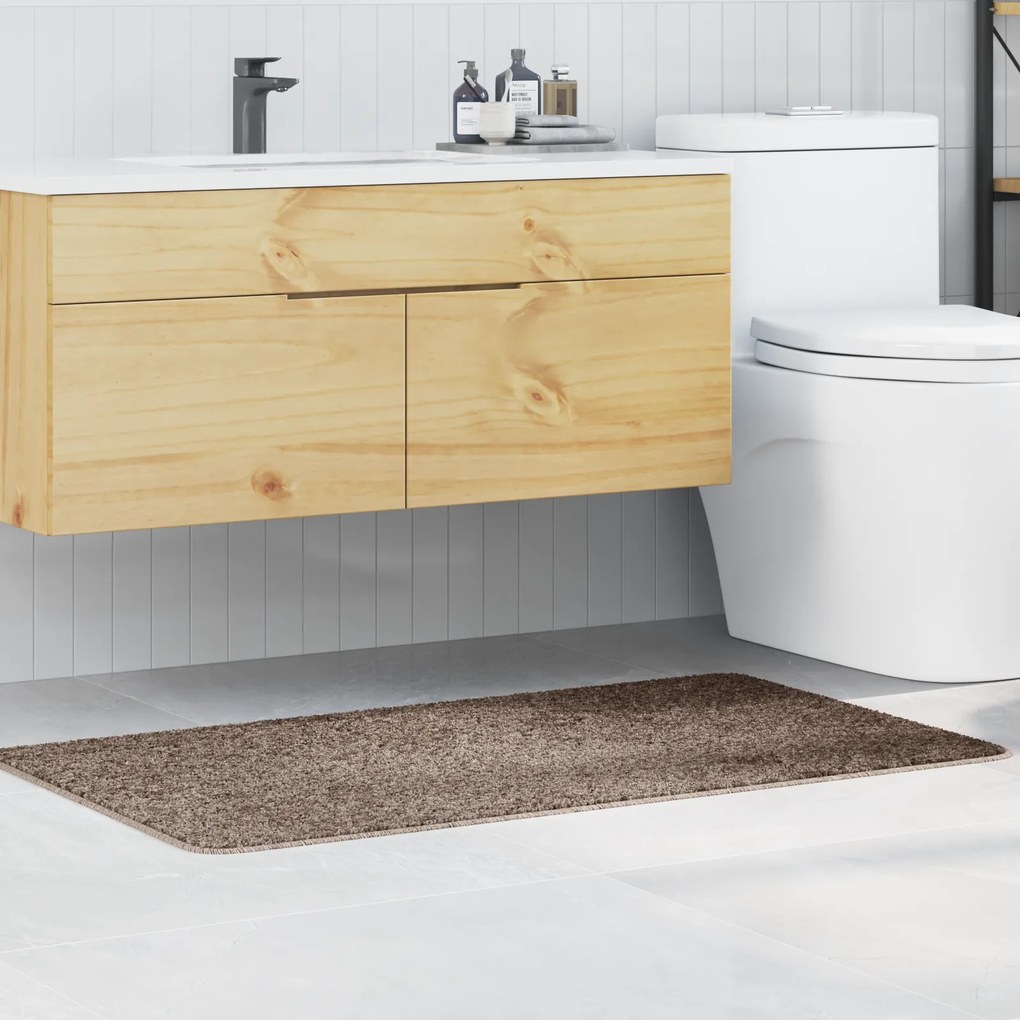 Tapete de Banho Retangular Castanho 70x120 cm Polipropileno Antiderrapante