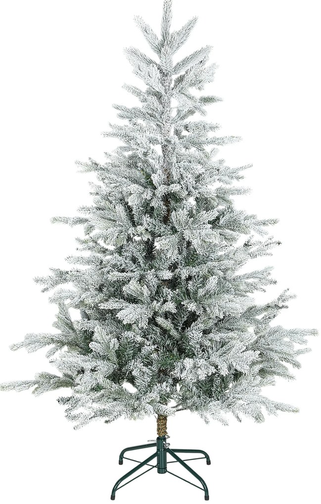 Árvore de Natal Artificial 150 cm com neve com 828 Ramos Base Dobrável e Fácil de Montar Verde