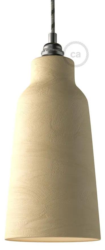 Abajur de cerâmica Bottle, coleção Materia - Fabricado na Itália - Streaked Dove-Grey - Branco